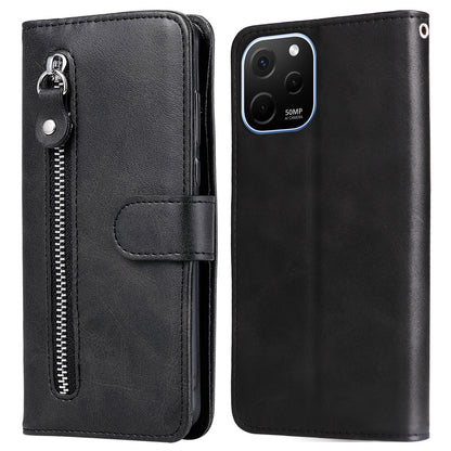 For Huawei nova Y61 4G Calf Texture Phone Case PU Leather Zipper Pocket Anti-scratch Cell Phone Cover with Stand Wallet