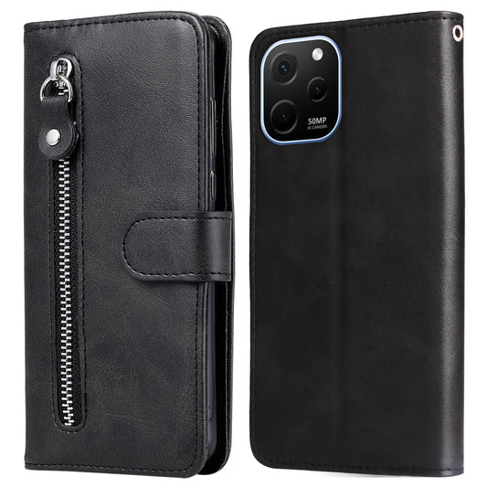 For Huawei nova Y61 4G Calf Texture Phone Case PU Leather Zipper Pocket Anti-scratch Cell Phone Cover with Stand Wallet