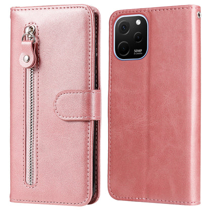 For Huawei nova Y61 4G Calf Texture Phone Case PU Leather Zipper Pocket Anti-scratch Cell Phone Cover with Stand Wallet