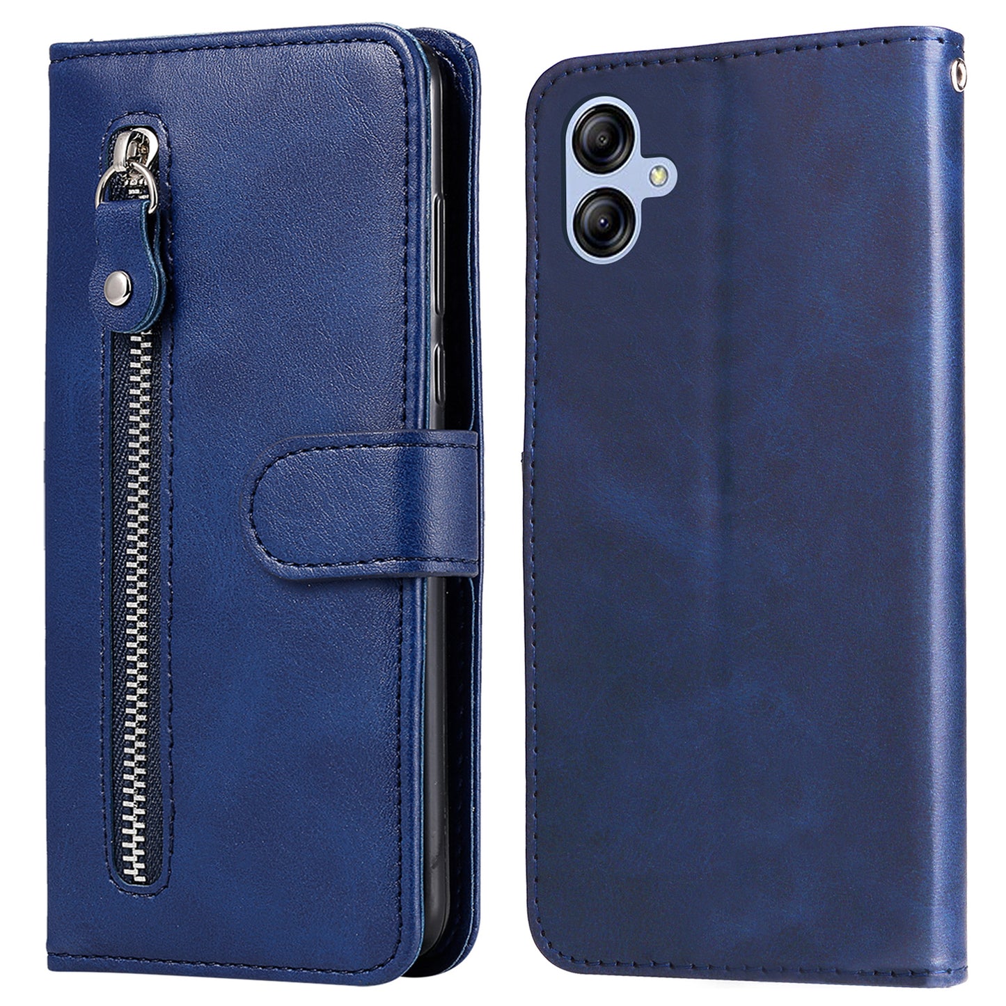 For Samsung Galaxy A04e 4G Calf Texture PU Leather Zipper Pocket Phone Case Stand Wallet Full Protection Cover