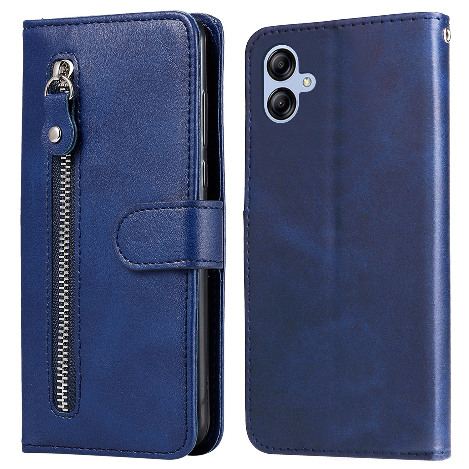 For Samsung Galaxy A04e 4G Calf Texture PU Leather Zipper Pocket Phone Case Stand Wallet Full Protection Cover