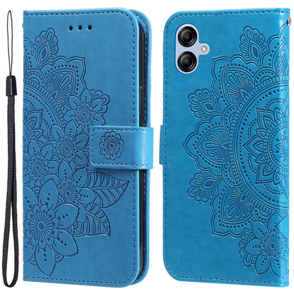 For Samsung Galaxy A04e 4G Anti-scratch PU Leather Protective Phone Case Flower Imprinting Phone Cover Stand Wallet with Strap