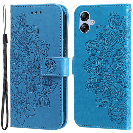 For Samsung Galaxy A04e 4G Anti-scratch PU Leather Protective Phone Case Flower Imprinting Phone Cover Stand Wallet with Strap