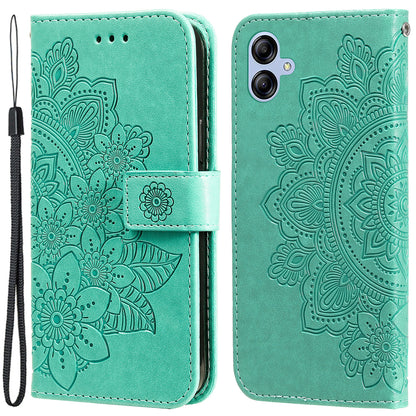 For Samsung Galaxy A04e 4G Anti-scratch PU Leather Protective Phone Case Flower Imprinting Phone Cover Stand Wallet with Strap