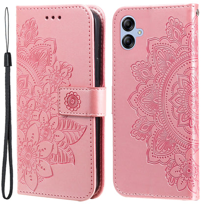 For Samsung Galaxy A04e 4G Anti-scratch PU Leather Protective Phone Case Flower Imprinting Phone Cover Stand Wallet with Strap