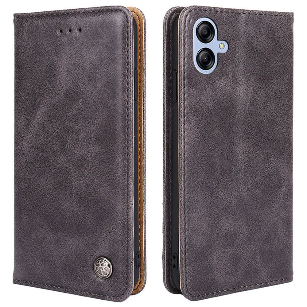 For Samsung Galaxy A04e 4G PU Leather Wallet Stand Case Triangle Stitching Line Decor Full Protection Phone Cover
