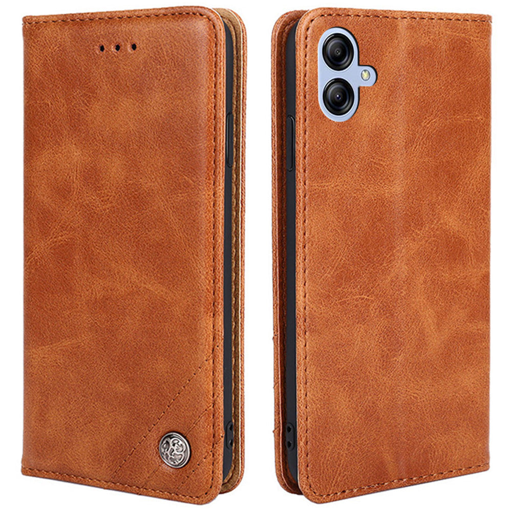 For Samsung Galaxy A04e 4G PU Leather Wallet Stand Case Triangle Stitching Line Decor Full Protection Phone Cover