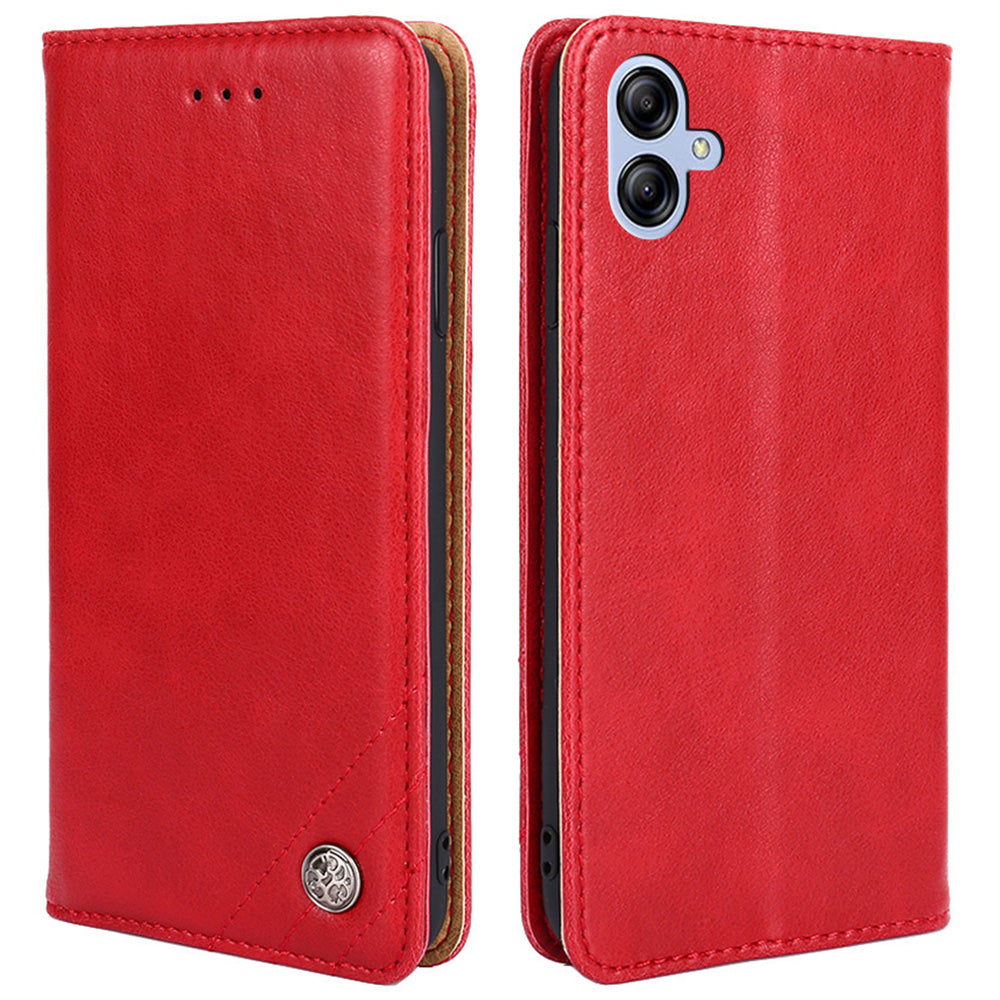 For Samsung Galaxy A04e 4G PU Leather Wallet Stand Case Triangle Stitching Line Decor Full Protection Phone Cover
