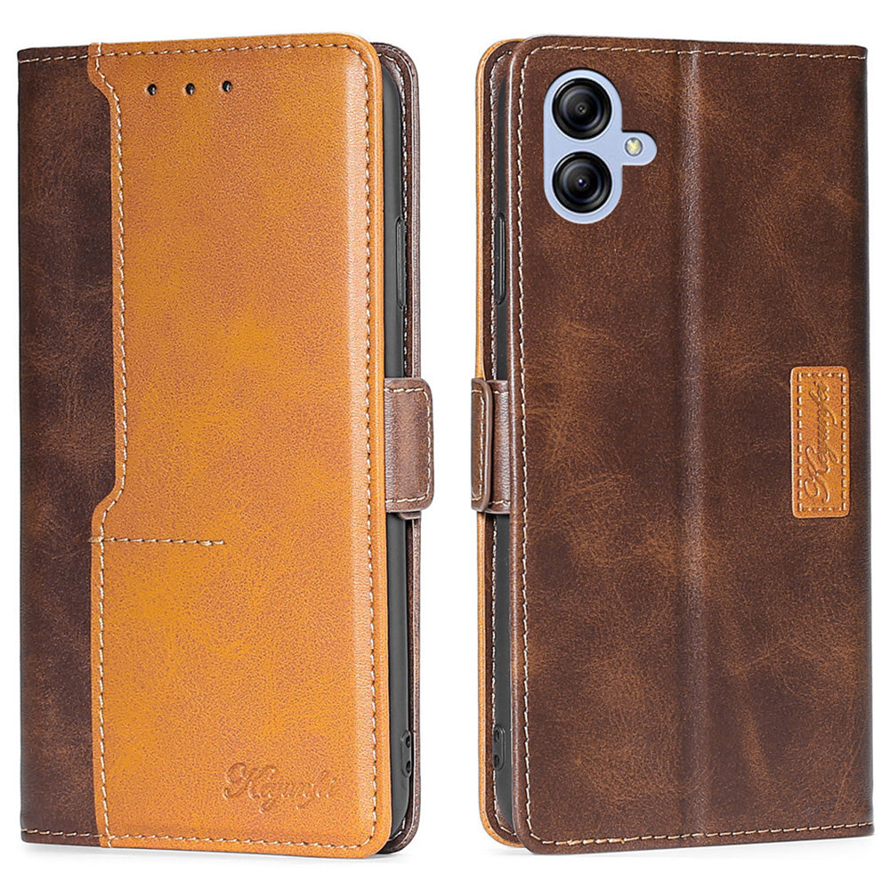 For Samsung Galaxy A04e 4G Contrast Color PU Leather Wallet Stand Case Dual Magnetic Clasp Drop-proof Cover