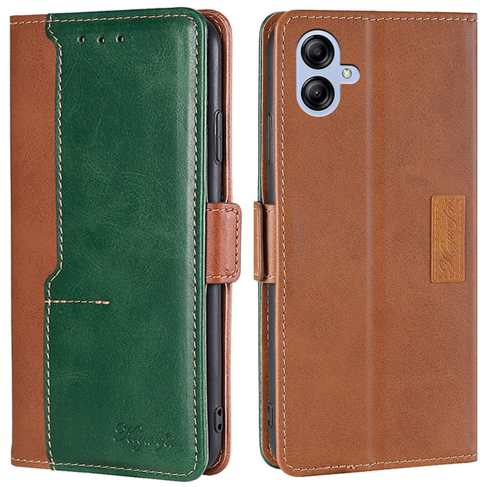 For Samsung Galaxy A04e 4G Contrast Color PU Leather Wallet Stand Case Dual Magnetic Clasp Drop-proof Cover