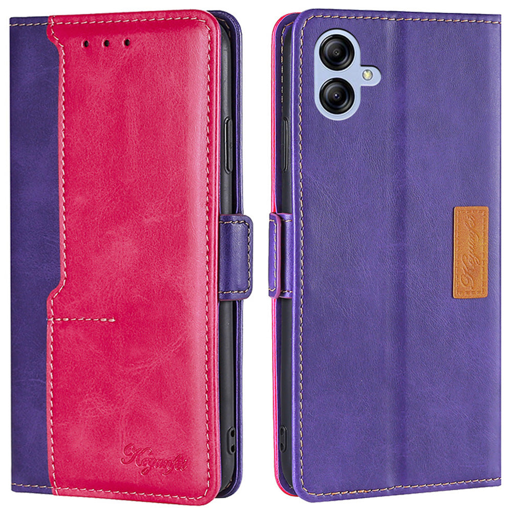 For Samsung Galaxy A04e 4G Contrast Color PU Leather Wallet Stand Case Dual Magnetic Clasp Drop-proof Cover