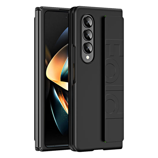 Shockproof Case for Samsung Galaxy Z Fold3 5G Anti-Fall Hard PC Phone Case Rubberized Protective Case with Elastic Strap