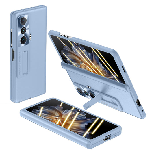 For Honor Magic Vs Ultimate 5G / Magic Vs 5G Kickstand Phone Cover PU Leather Coated PC Anti-drop Case with Ultra Clear Tempered Glass Film