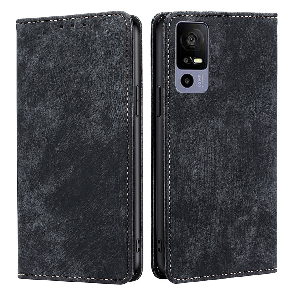 For TCL 40R 5G Mobile Phone Case Wallet Stand RFID Blocking Shockproof PU Leather Magnetic Phone Flip Cover