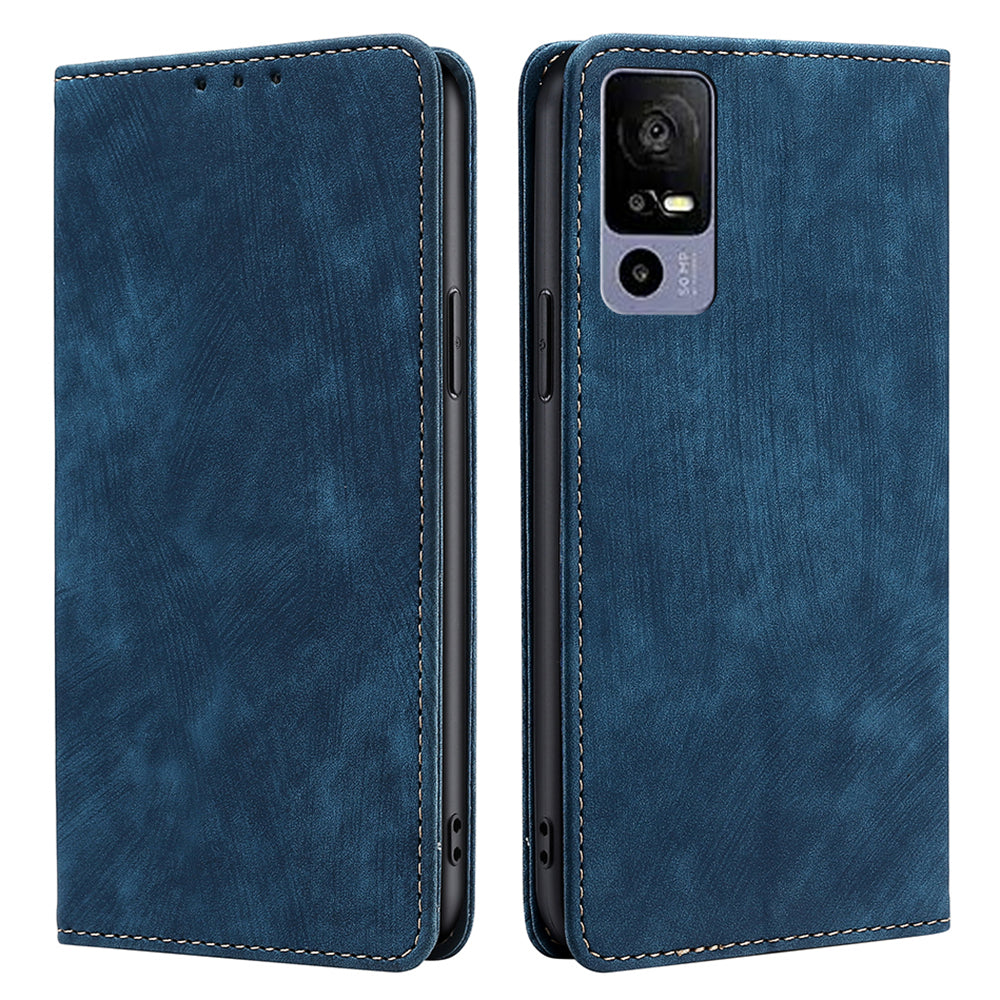 For TCL 40R 5G Mobile Phone Case Wallet Stand RFID Blocking Shockproof PU Leather Magnetic Phone Flip Cover
