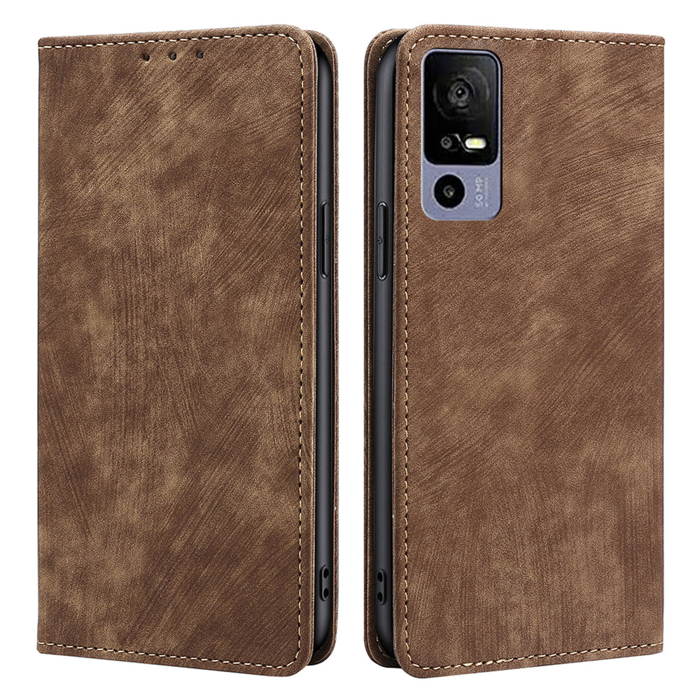 For TCL 40R 5G Mobile Phone Case Wallet Stand RFID Blocking Shockproof PU Leather Magnetic Phone Flip Cover