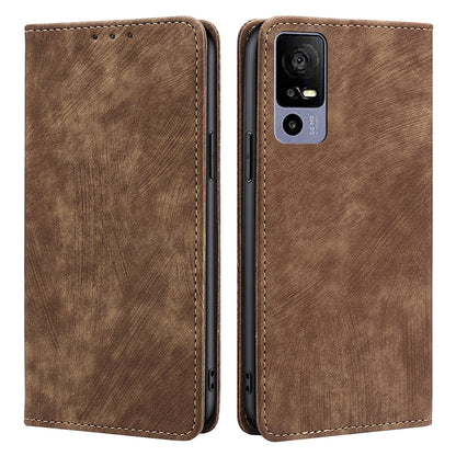 For TCL 40R 5G Mobile Phone Case Wallet Stand RFID Blocking Shockproof PU Leather Magnetic Phone Flip Cover