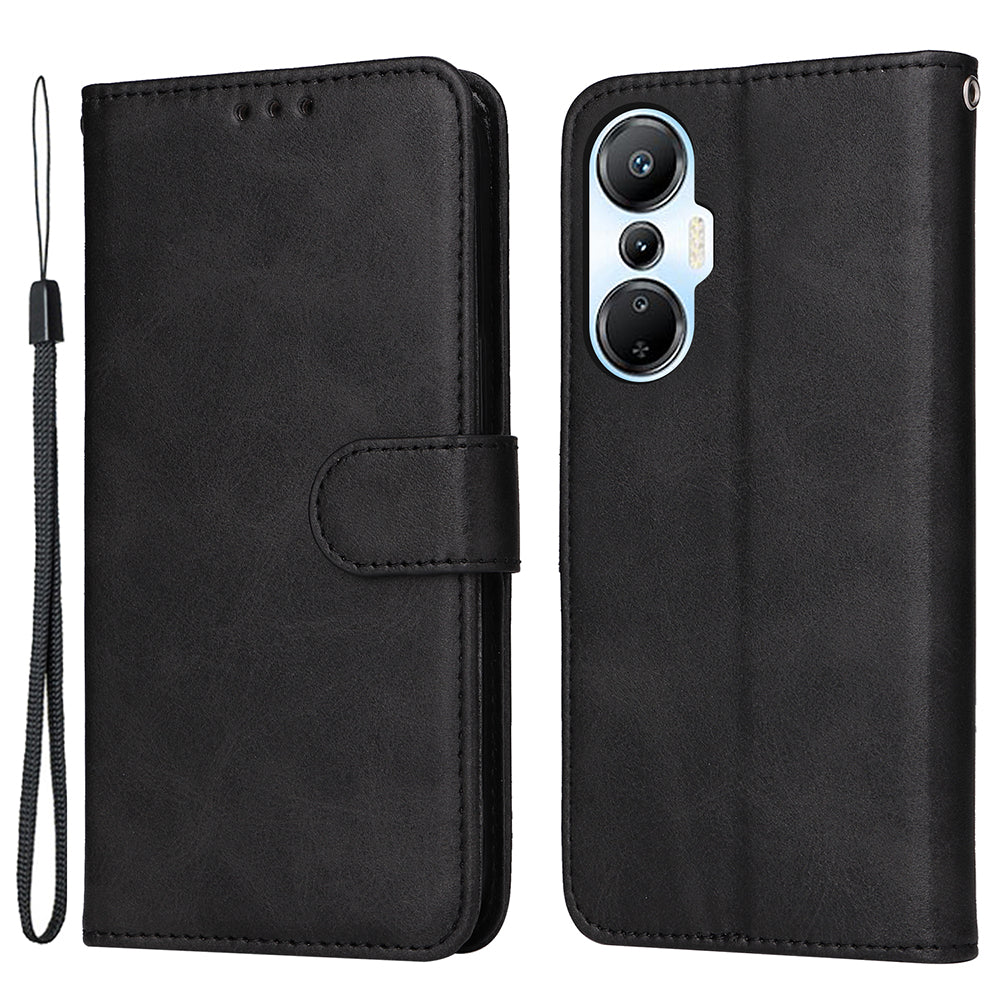 For Infinix Hot 20S 4G Phone Flip Leather Wallet Case Stand Calf Texture Magnetic Shockproof Phone Cover with Strap