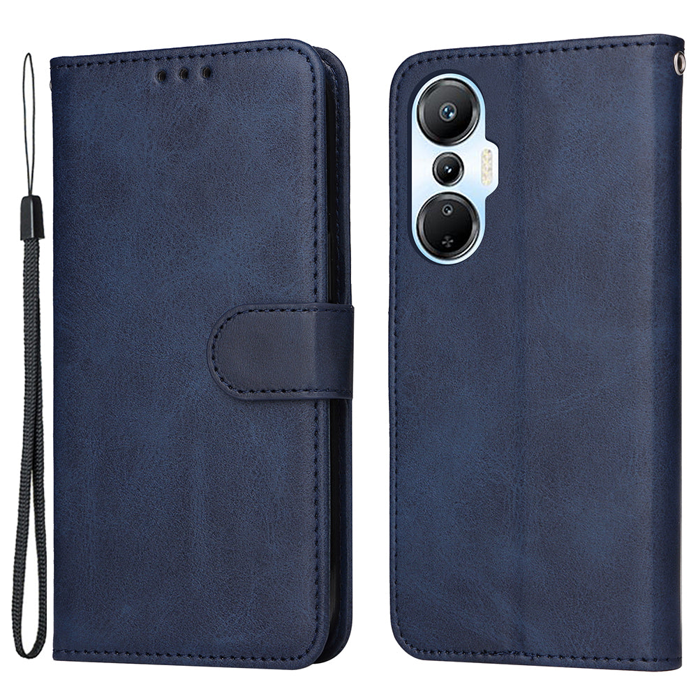 For Infinix Hot 20S 4G Phone Flip Leather Wallet Case Stand Calf Texture Magnetic Shockproof Phone Cover with Strap
