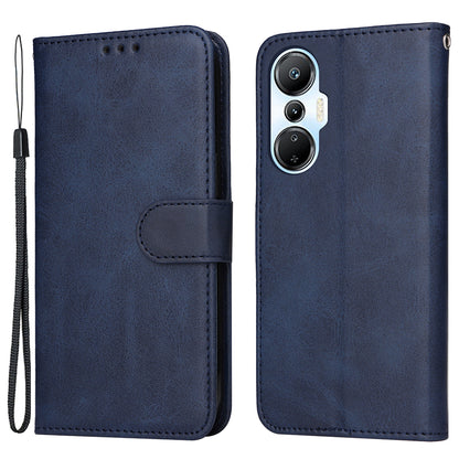For Infinix Hot 20S 4G Phone Flip Leather Wallet Case Stand Calf Texture Magnetic Shockproof Phone Cover with Strap