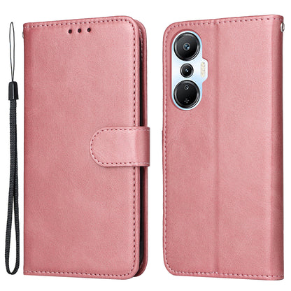 For Infinix Hot 20S 4G Phone Flip Leather Wallet Case Stand Calf Texture Magnetic Shockproof Phone Cover with Strap