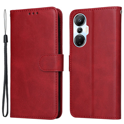 For Infinix Hot 20S 4G Phone Flip Leather Wallet Case Stand Calf Texture Magnetic Shockproof Phone Cover with Strap