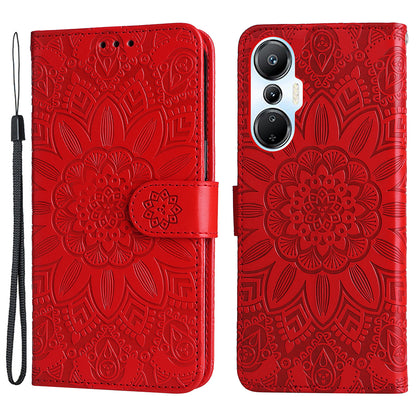 For Infinix Hot 20S 4G PU Leather Sunflower Imprinted Smartphone Case Stand Wallet Scratch-resistant Cell Phone Cover with Hand Strap