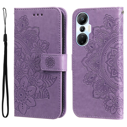 For Infinix Hot 20S 4G Full Protection PU Leather Flip Leather Phone Case Stand Wallet Flower Imprinting Phone Cover with Strap