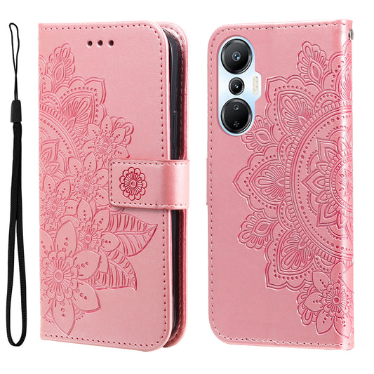 For Infinix Hot 20S 4G Full Protection PU Leather Flip Leather Phone Case Stand Wallet Flower Imprinting Phone Cover with Strap