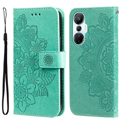 For Infinix Hot 20S 4G Full Protection PU Leather Flip Leather Phone Case Stand Wallet Flower Imprinting Phone Cover with Strap