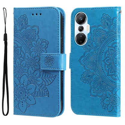 For Infinix Hot 20S 4G Full Protection PU Leather Flip Leather Phone Case Stand Wallet Flower Imprinting Phone Cover with Strap