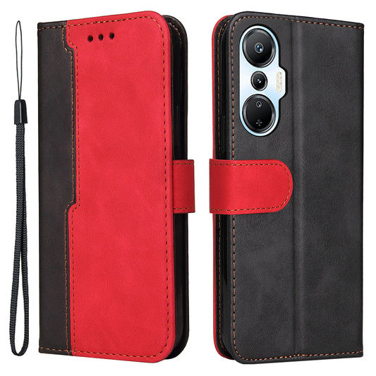 For Infinix Hot 20S 4G Business Style Shockproof Phone Case Stand Wallet Dual-color Splicing Scratch-resistant PU Leather Cell Phone Cover
