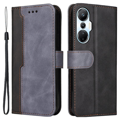 For Infinix Hot 20S 4G Business Style Shockproof Phone Case Stand Wallet Dual-color Splicing Scratch-resistant PU Leather Cell Phone Cover