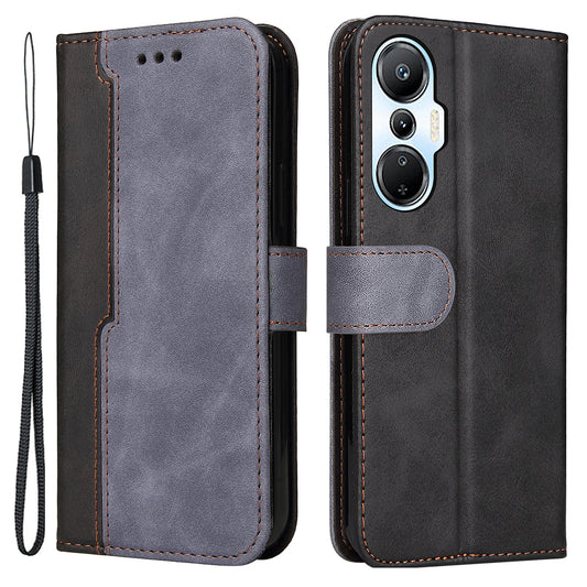 For Infinix Hot 20S 4G Business Style Shockproof Phone Case Stand Wallet Dual-color Splicing Scratch-resistant PU Leather Cell Phone Cover