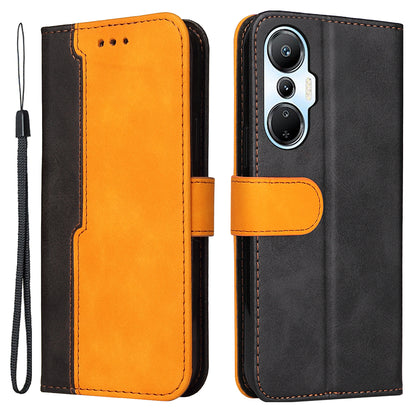 For Infinix Hot 20S 4G Business Style Shockproof Phone Case Stand Wallet Dual-color Splicing Scratch-resistant PU Leather Cell Phone Cover