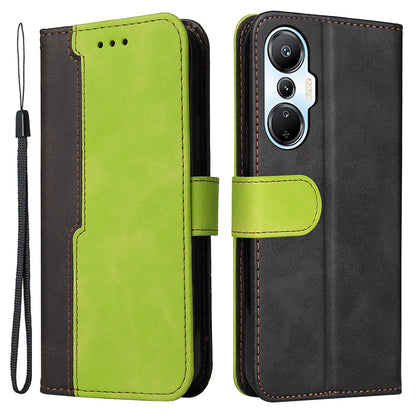 For Infinix Hot 20S 4G Business Style Shockproof Phone Case Stand Wallet Dual-color Splicing Scratch-resistant PU Leather Cell Phone Cover
