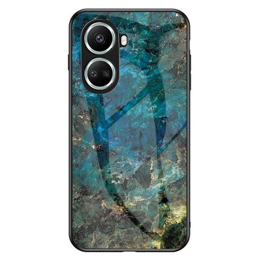 For Huawei nova 10 SE 4G Marble Pattern Printing Tempered Glass + PC + TPU Protective Cover Cell Phone Case