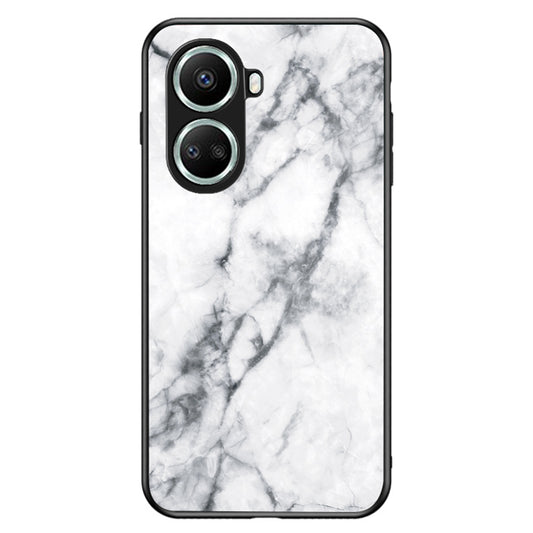 For Huawei nova 10 SE 4G Marble Pattern Printing Tempered Glass + PC + TPU Protective Cover Cell Phone Case
