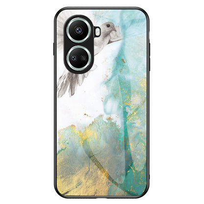 For Huawei nova 10 SE 4G Marble Pattern Printing Tempered Glass + PC + TPU Protective Cover Cell Phone Case