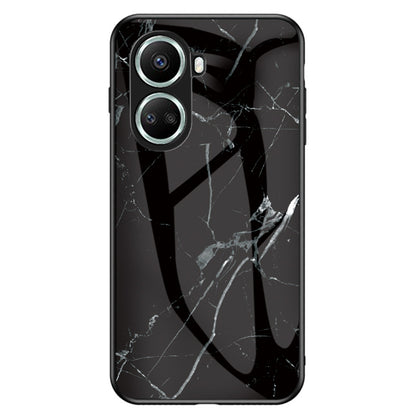 For Huawei nova 10 SE 4G Marble Pattern Printing Tempered Glass + PC + TPU Protective Cover Cell Phone Case