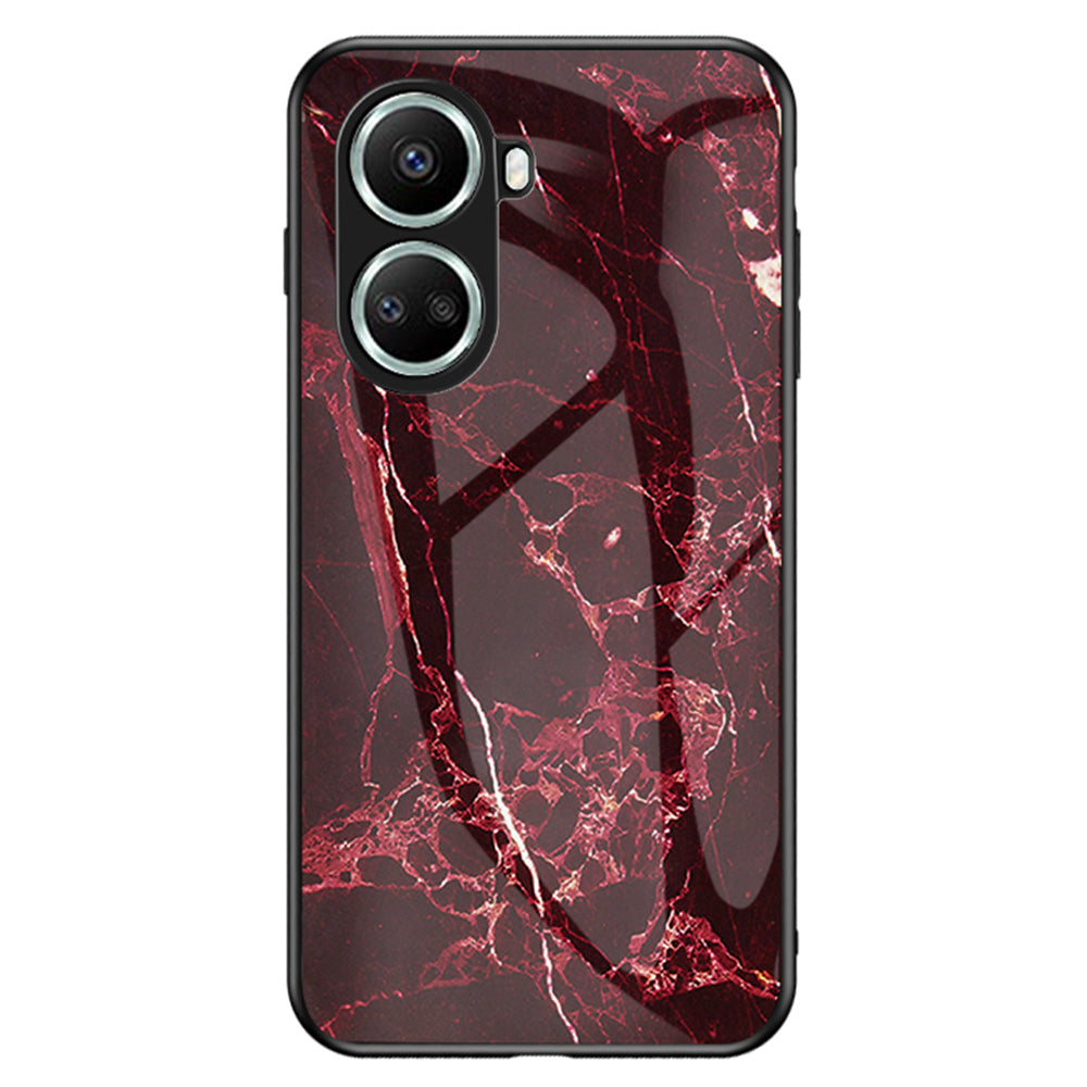 For Huawei nova 10 SE 4G Marble Pattern Printing Tempered Glass + PC + TPU Protective Cover Cell Phone Case