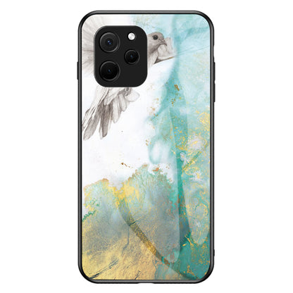 For Huawei nova Y61 4G Marble Pattern Printing Tempered Glass + PC + TPU Phone Case Protective Cover