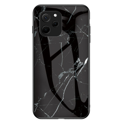 For Huawei nova Y61 4G Marble Pattern Printing Tempered Glass + PC + TPU Phone Case Protective Cover
