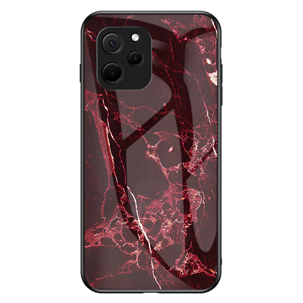 For Huawei nova Y61 4G Marble Pattern Printing Tempered Glass + PC + TPU Phone Case Protective Cover