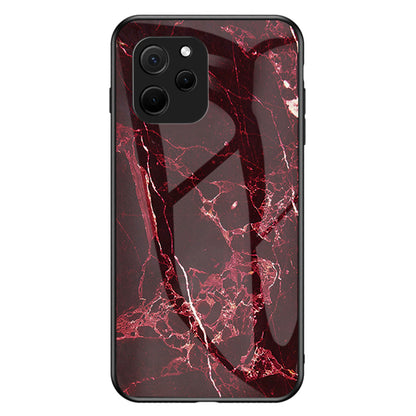 For Huawei nova Y61 4G Marble Pattern Printing Tempered Glass + PC + TPU Phone Case Protective Cover