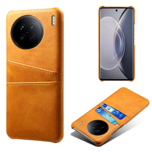 For vivo X90 5G Anti-fall Phone Back Cover Card Holder PU Leather Coated Hard PC Phone Case