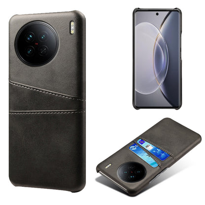 For vivo X90 5G Anti-fall Phone Back Cover Card Holder PU Leather Coated Hard PC Phone Case