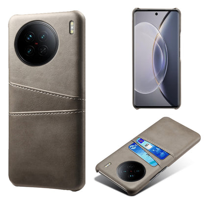 For vivo X90 5G Anti-fall Phone Back Cover Card Holder PU Leather Coated Hard PC Phone Case