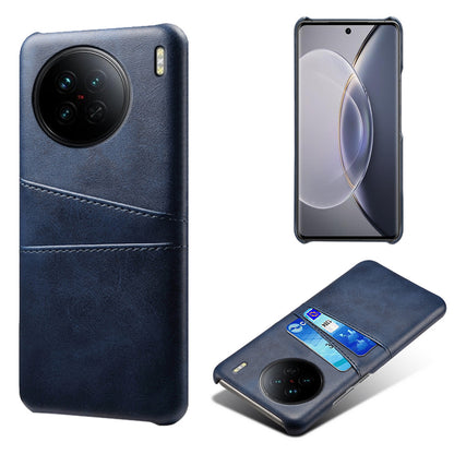 For vivo X90 5G Anti-fall Phone Back Cover Card Holder PU Leather Coated Hard PC Phone Case