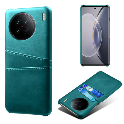 For vivo X90 5G Anti-fall Phone Back Cover Card Holder PU Leather Coated Hard PC Phone Case